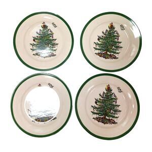 4 Plates SPODE 8" PLATES Salad‎ Dessert Christmas Tree REPLACEMENT Excellent